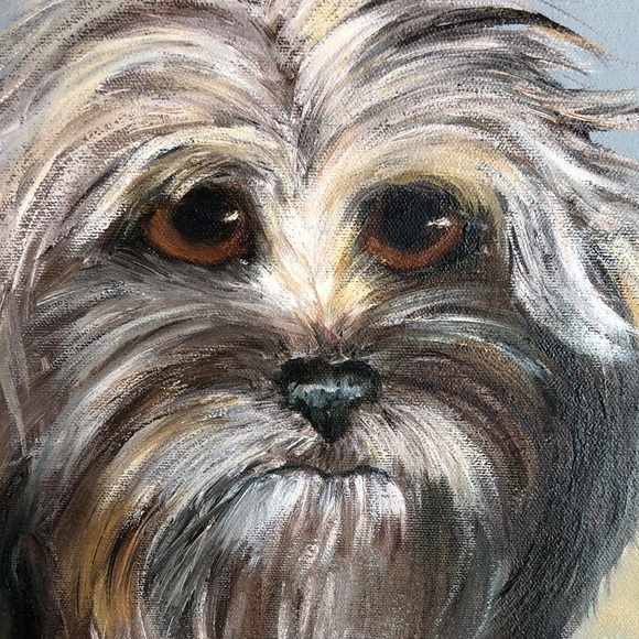 Large 16 x 20 original oil painting Lhasa Apso dog signed unframed wall art - Picture 2 of 3